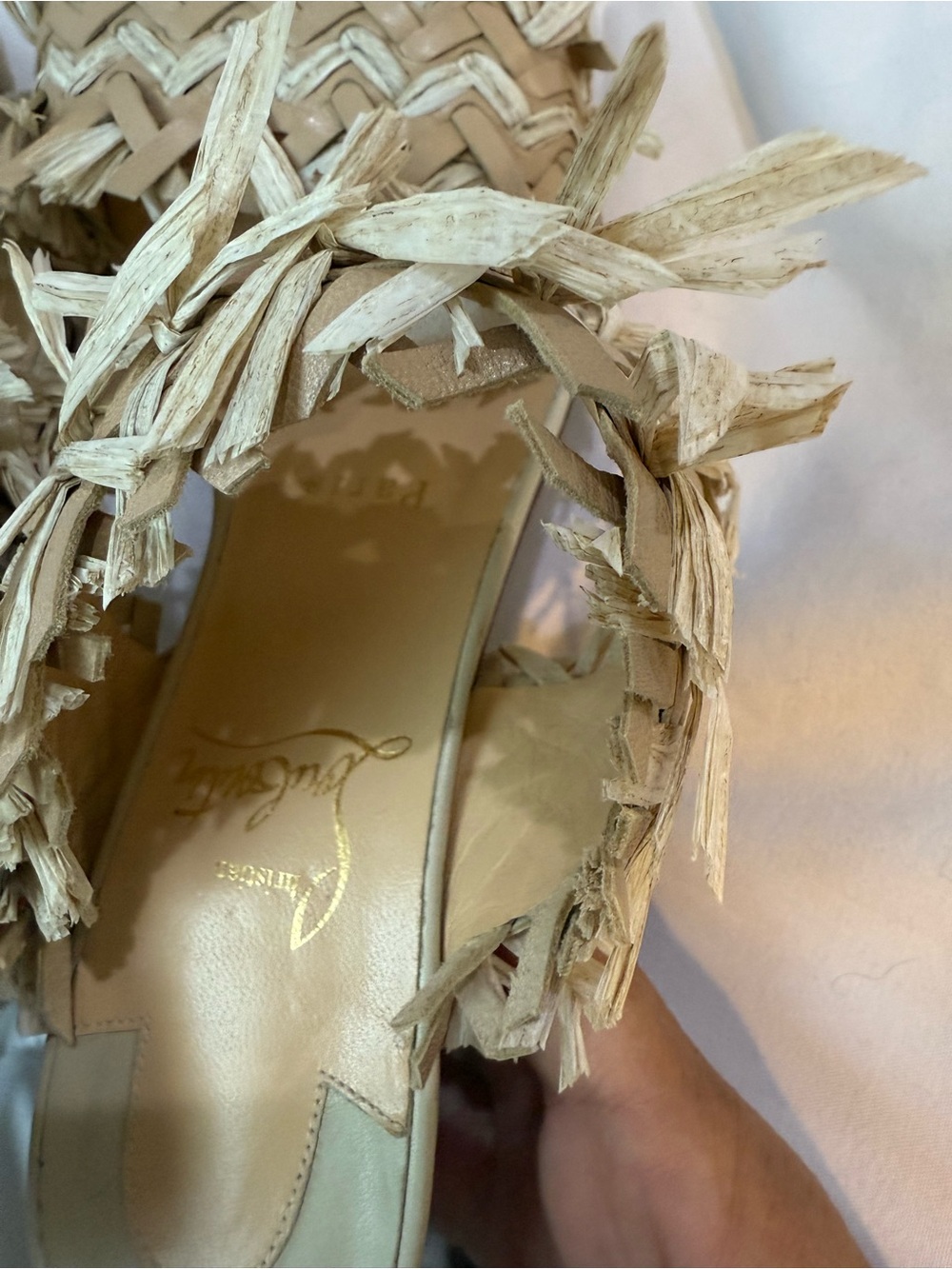 Christian Louboutin Beige Woven Raffia Slide Mules - Picture 11 of 12
